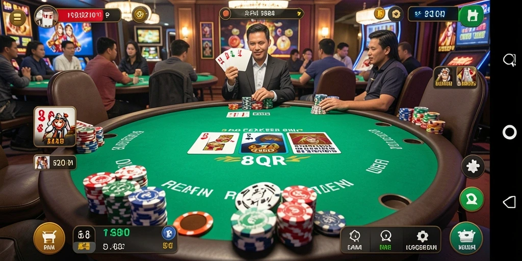 Tampilan gameplay Poker yang menarik di 8QR.