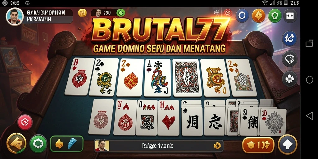 Tampilan gameplay seru dalam BRUTAL77 game Domino.