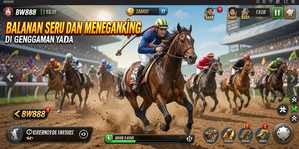 Screenshot gameplay BW888 menampilkan aksi balapan yang dinamis dan mendebarkan.