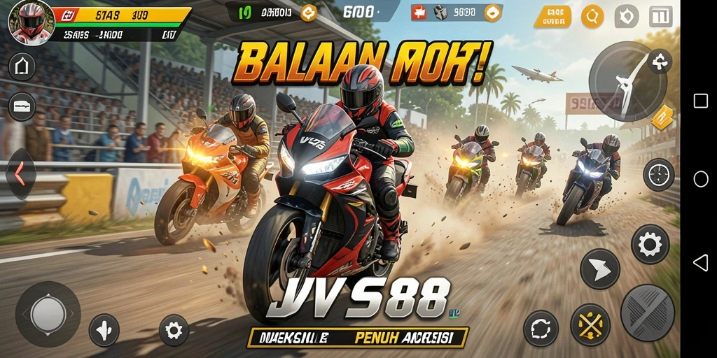 Gameplay seru dengan balapan motor yang mendebarkan.