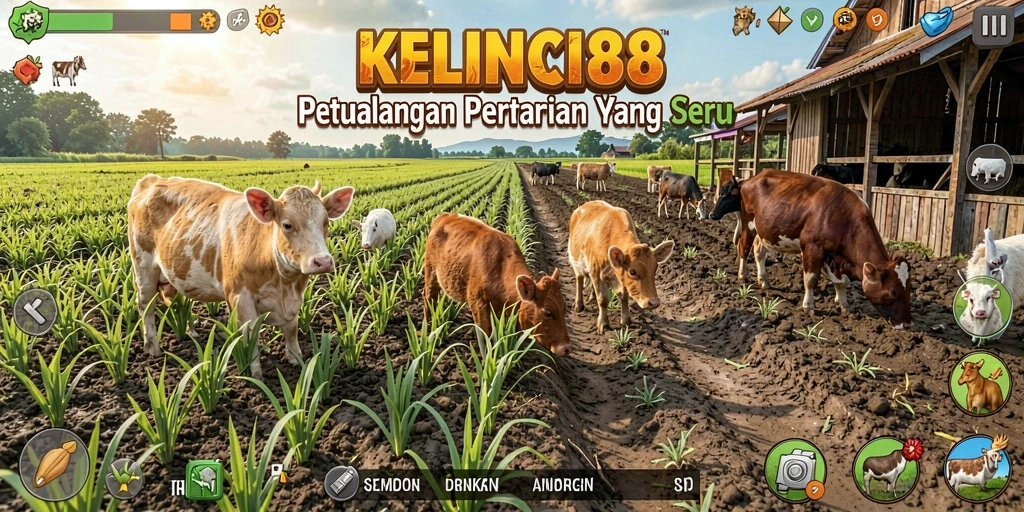 Screenshot gameplay KELINCI88 yang seru di lahan pertanian.