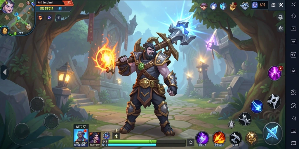 Screenshot gameplay MT777 menampilkan pertempuran epik dalam dunia fantasi.