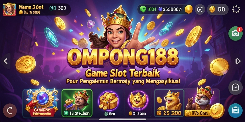 Screenshot gameplay OMPONG188 dengan tampilan mesin slot yang menarik.