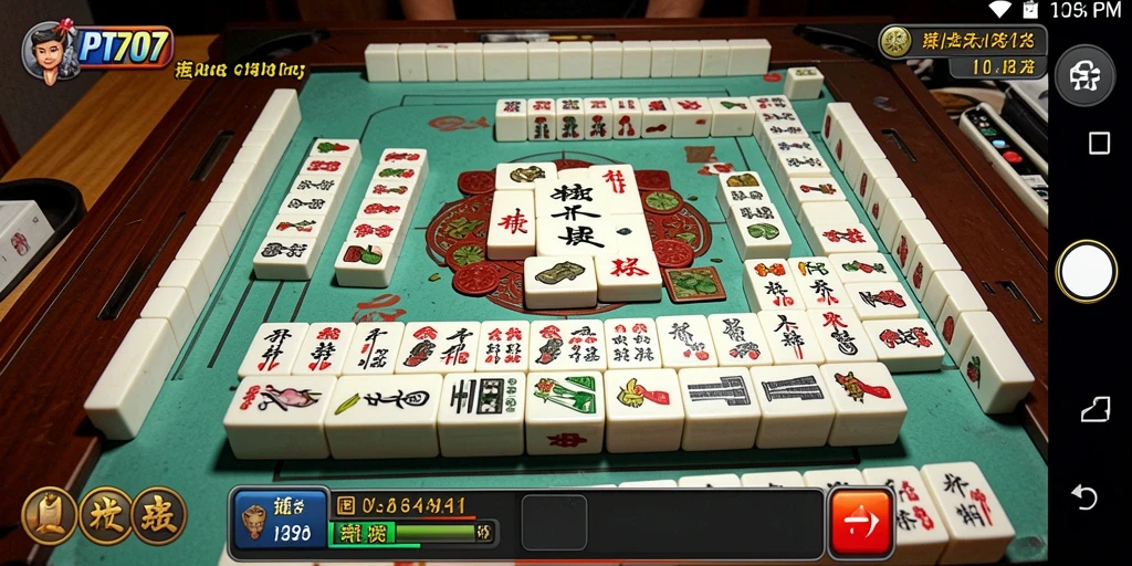 Screenshot gameplay PT707 menunjukkan tantangan menarik dalam permainan Mahjong.