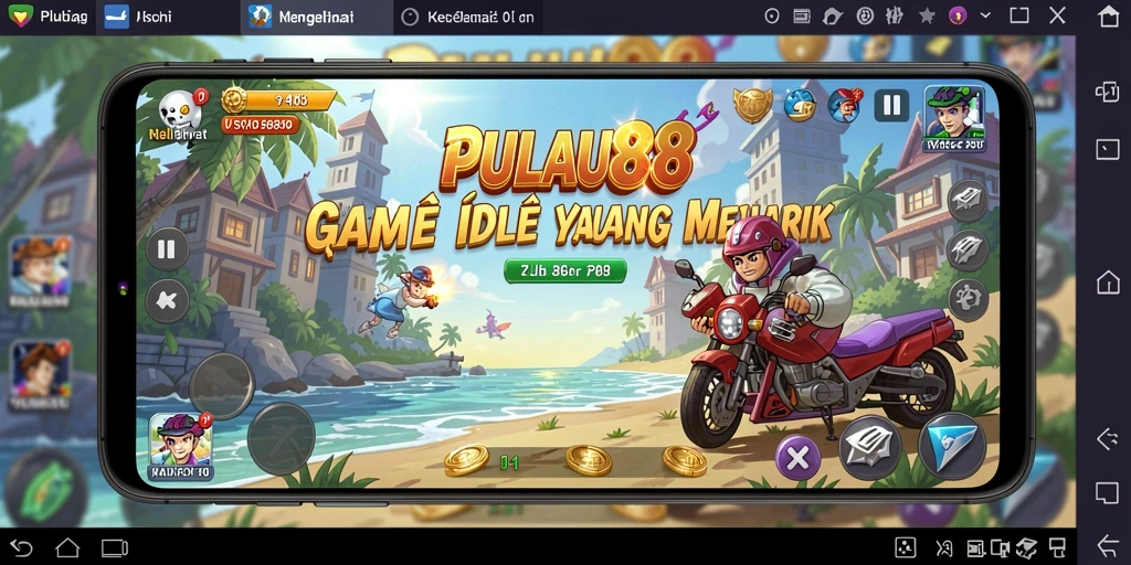 Tampilan gameplay menarik dengan berbagai pulau dan sumber daya.