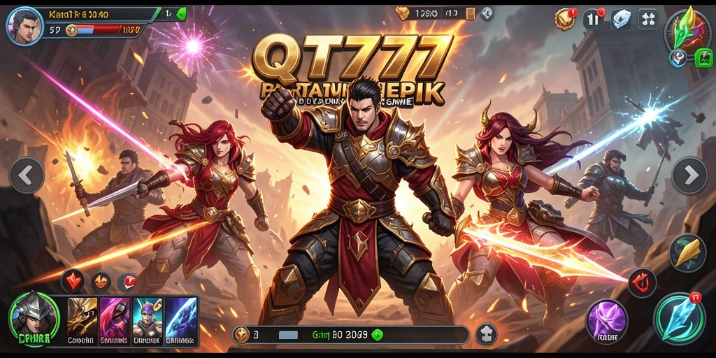 Screenshot utama QT777 menampilkan aksi pertarungan yang seru.