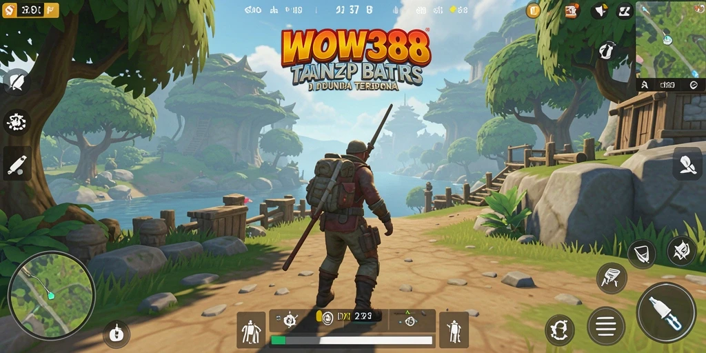 Tangkapan layar WOW388 menampilkan aksi gameplay eksplorasi dunia terbuka.